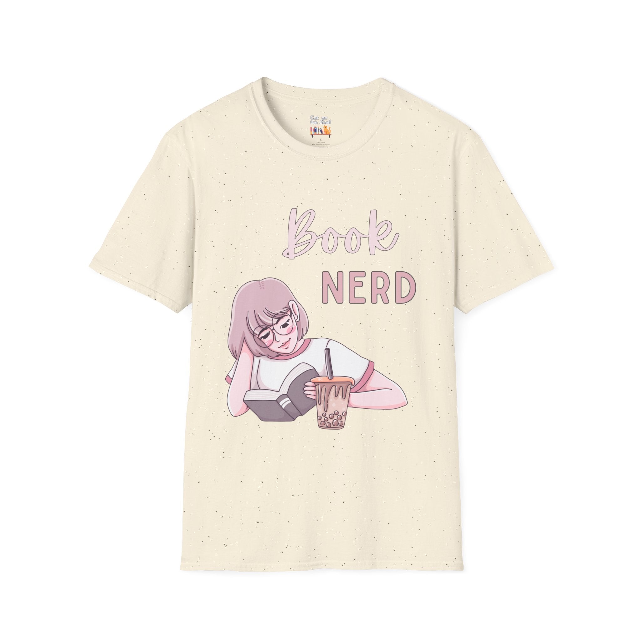 Book Nerd Pink Anime Girl Unisex Softstyle T-Shirt