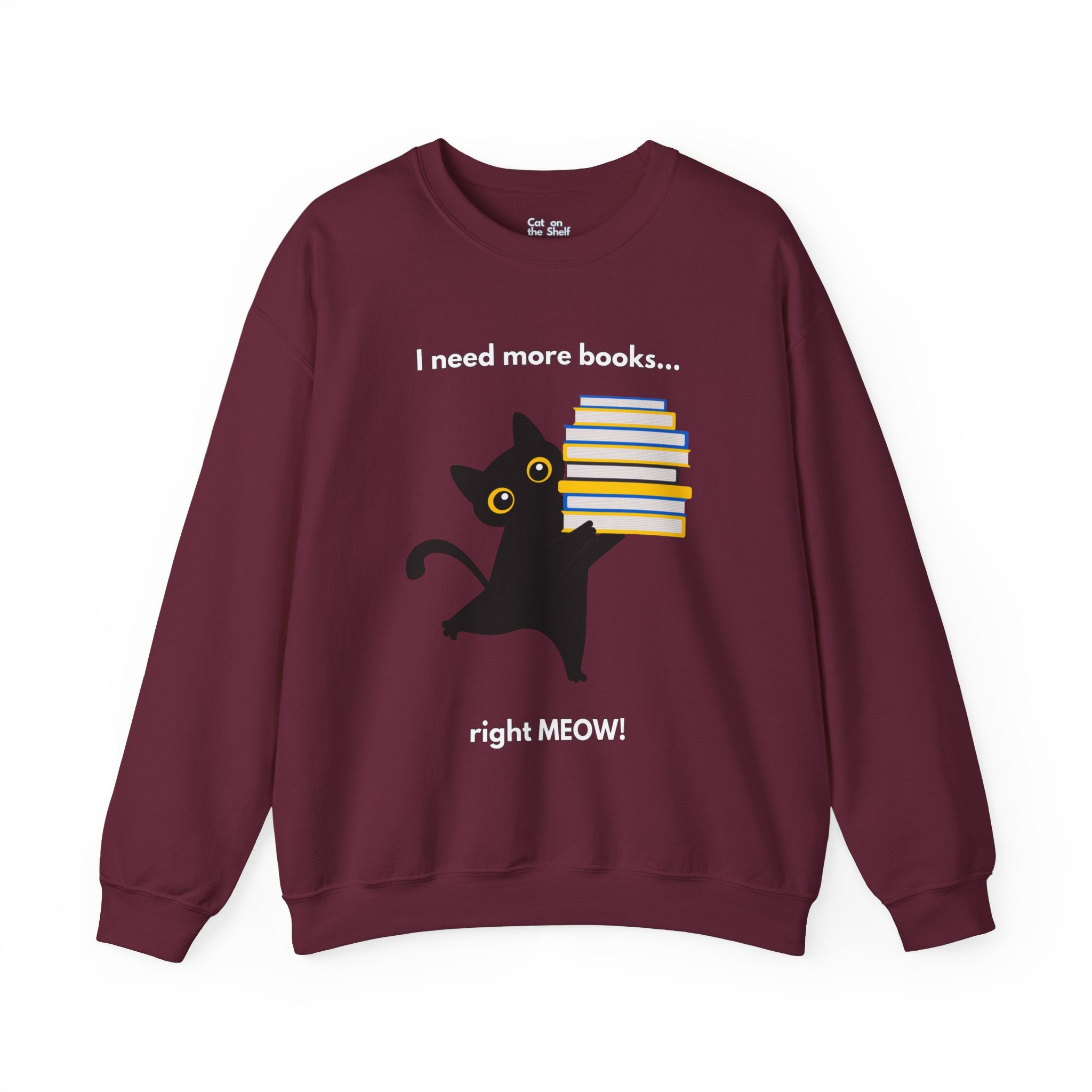 I Need More Books Right Meow Black Cat Unisex Heavy Blend™ Crewneck Sweatshirt