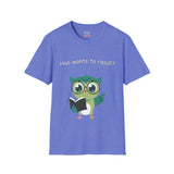 Who Hoo Wants to Read? Owl with Book Unisex Softstyle T-Shirt