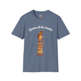 Queen of the Books Girl on Stack of Books Unisex Softstyle T-Shirt