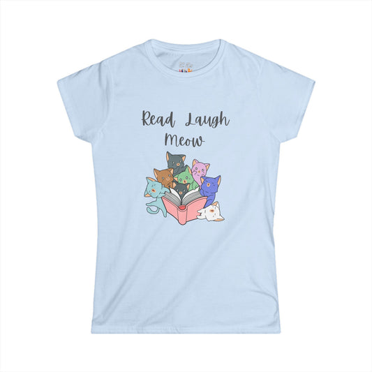 Read Laugh Meow Cute Cats Kittens Reading Women's Soft Tee