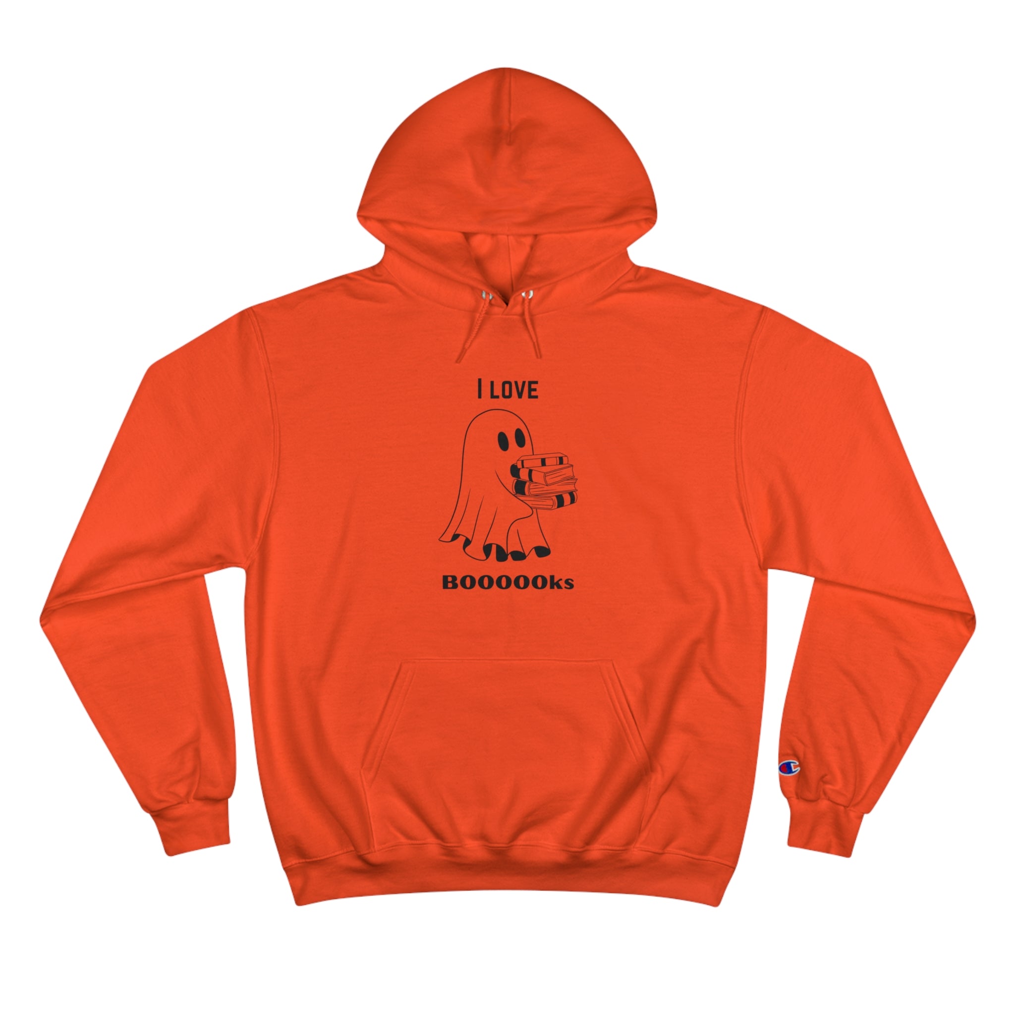 I Love Books Halloween Ghost Champion Hoodie