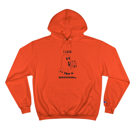 I Love Books Halloween Ghost Champion Hoodie