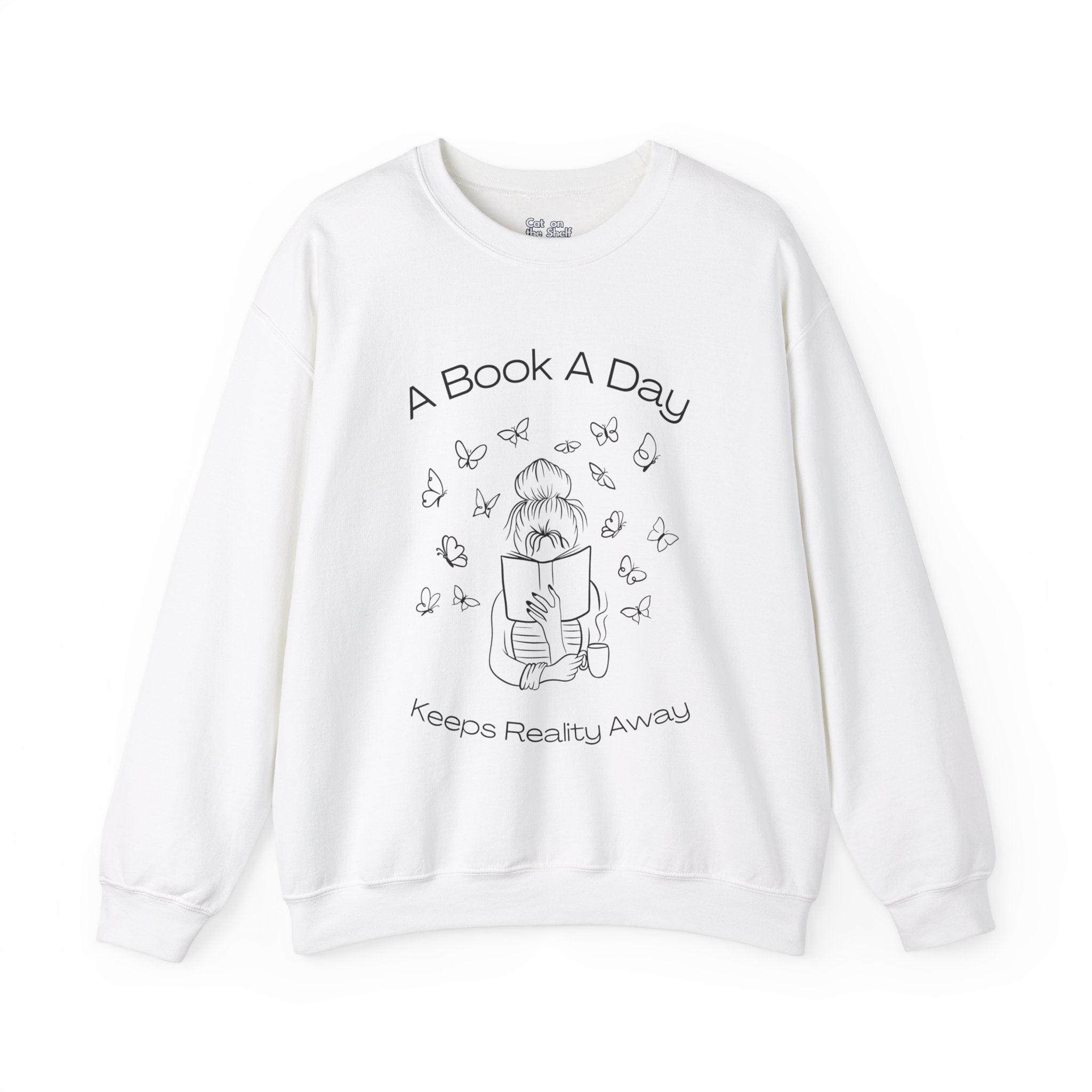 A Book A Day Keeps Reality Away Butterflies Unisex Heavy Blend™ Crewneck Sweatshirt