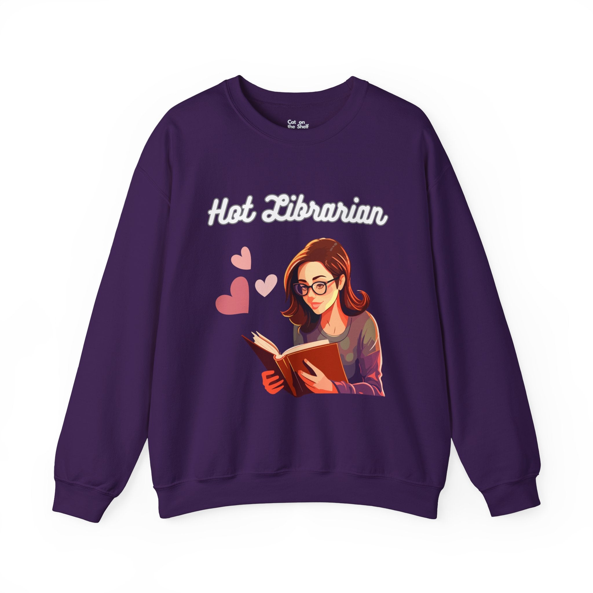 Hot Librarian Girl with Glasses Hearts Unisex Heavy Blend™ Crewneck Sweatshirt