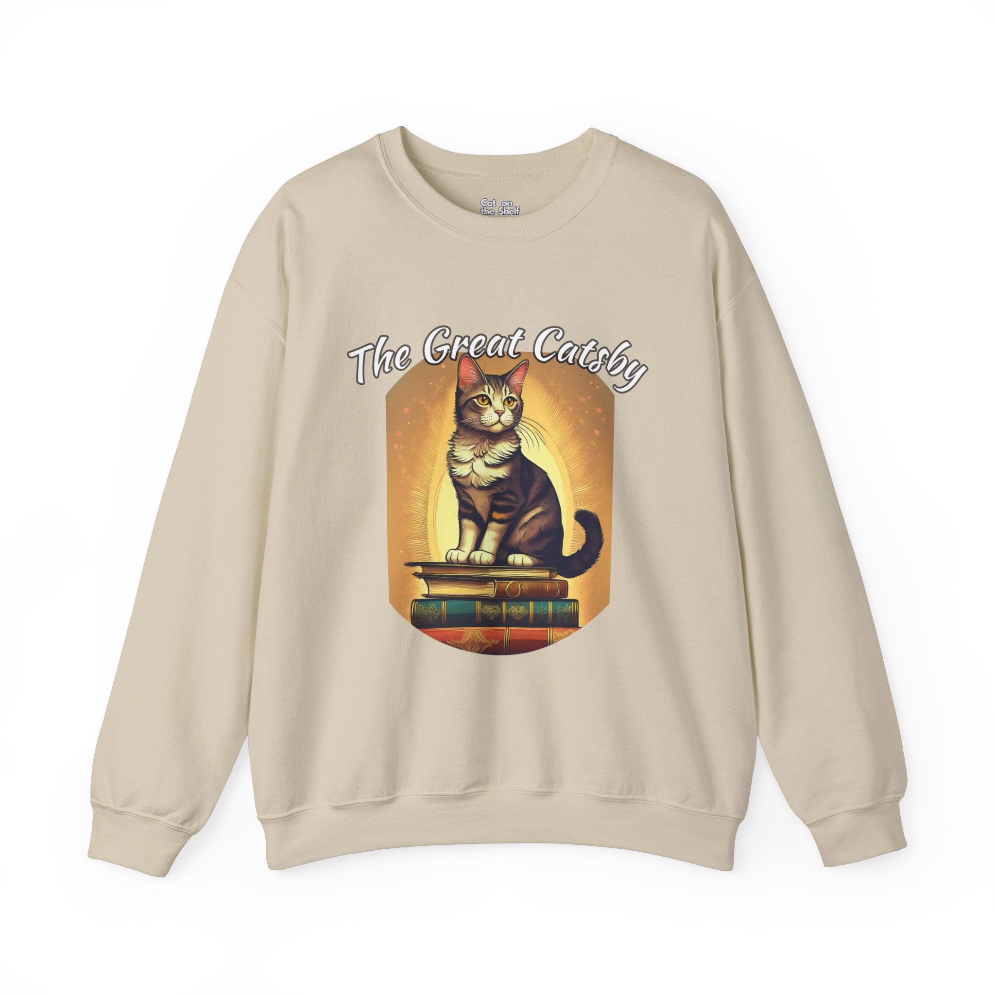 The Great Gatsby Catsby Cat on Books Unisex Heavy Blend™ Crewneck Sweatshirt