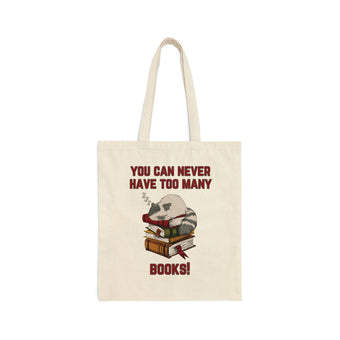 You Can Never Have Too Many Books Sleeping Cat Canvas Tote Bag