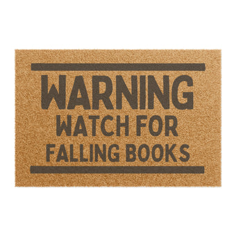 Warning Watch for Falling Book Welcome Door Mat