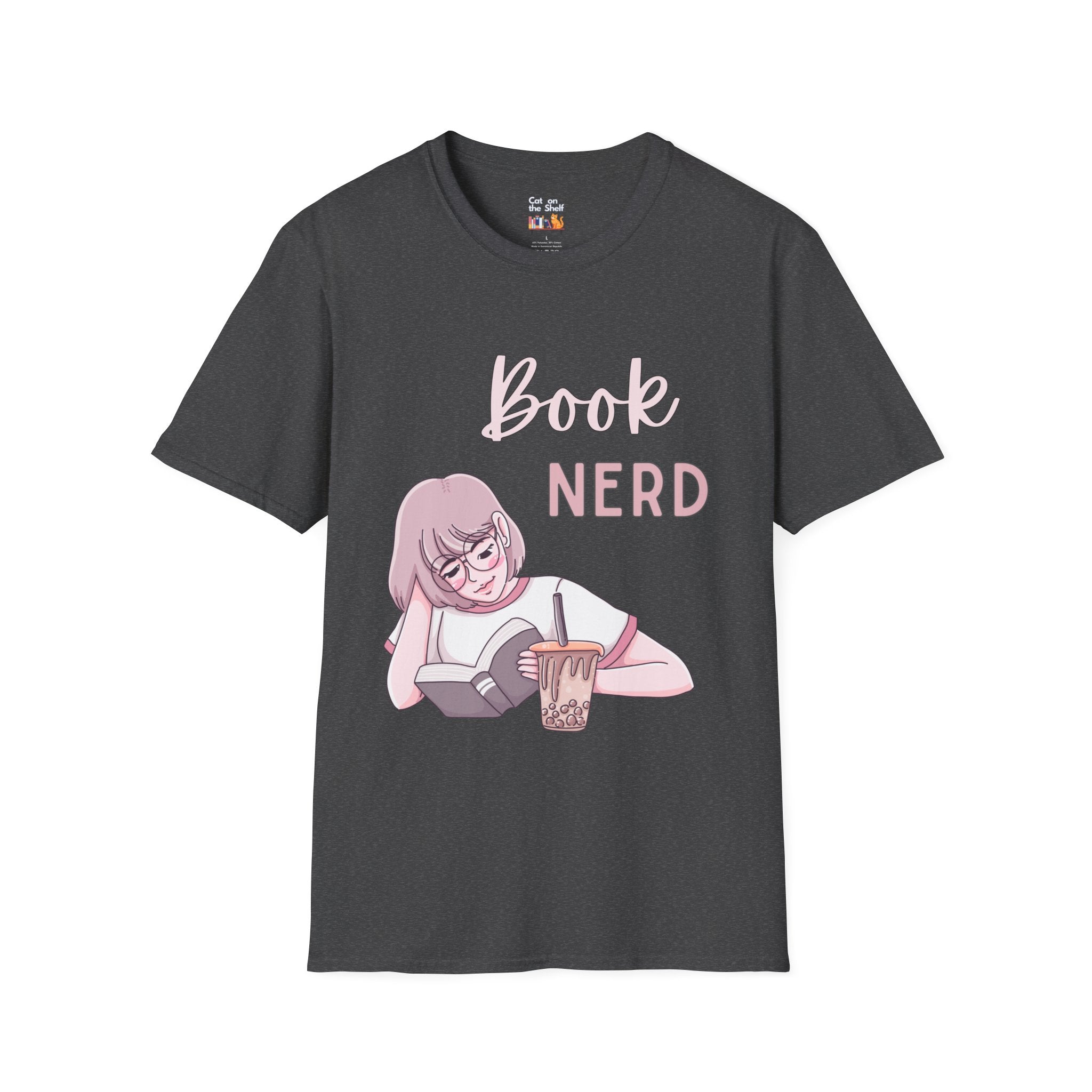 Book Nerd Pink Anime Girl Unisex Softstyle T-Shirt