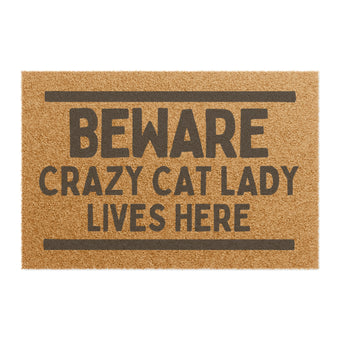 Beware Crazy Cat Lady Lives Here Welcome Door Mat