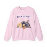 Booktrovert Girl Reading in Bed with Dog Unisex Heavy Blend™ Crewneck Sweatshirt