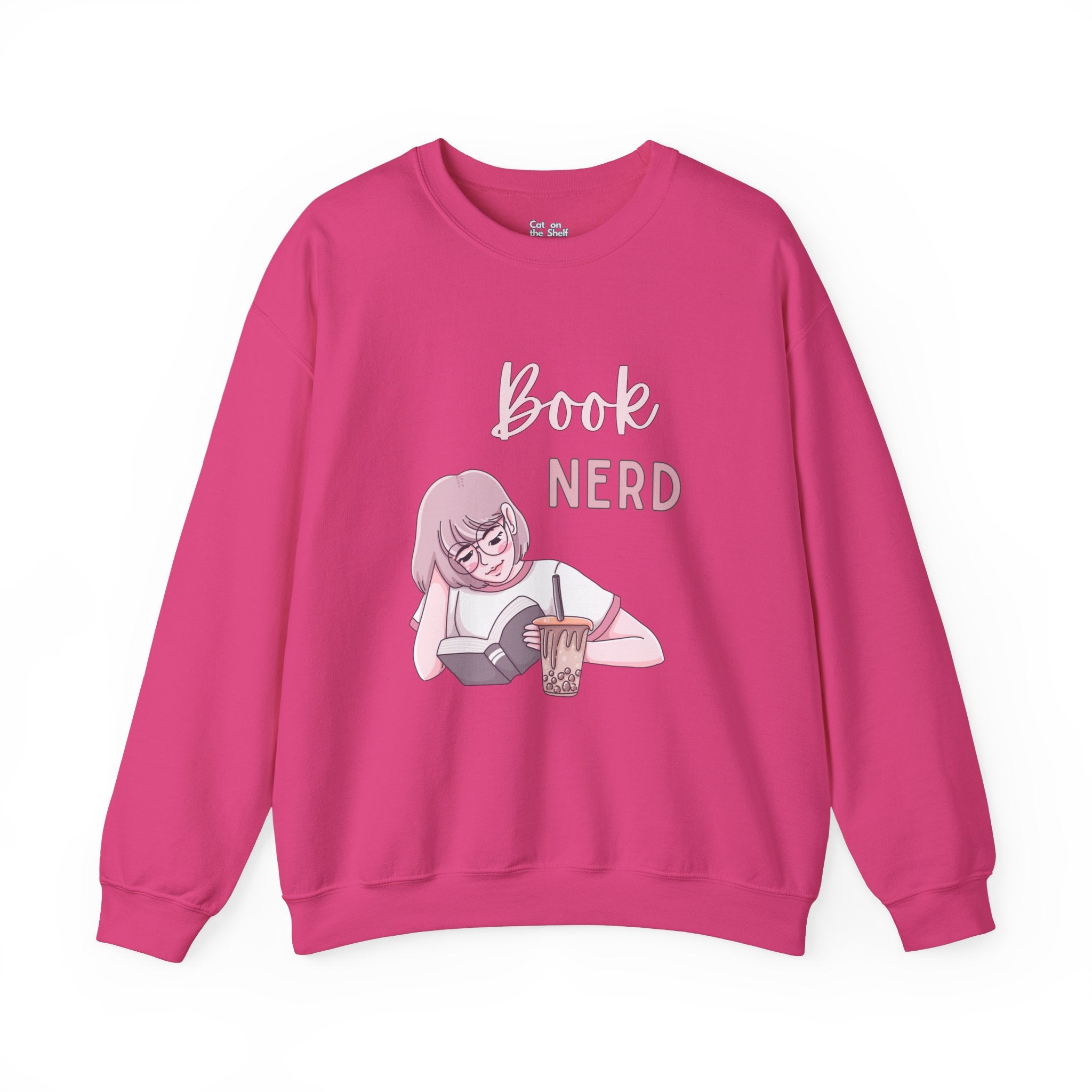 Book Nerd Pink Anime Girl Unisex Heavy Blend™ Crewneck Sweatshirt