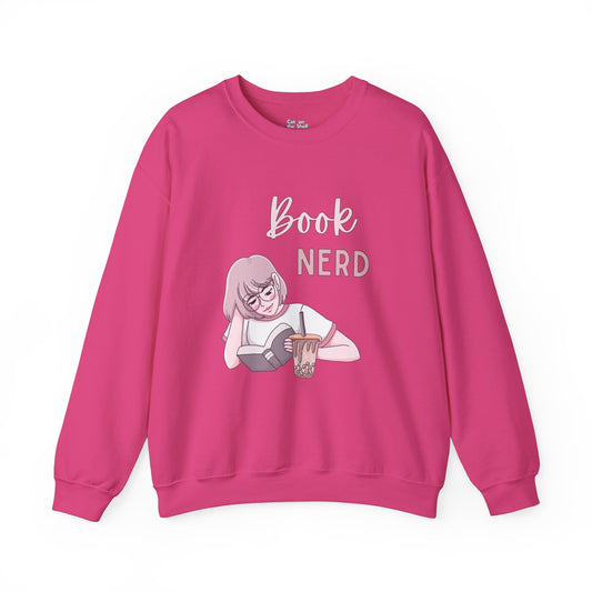 Book Nerd Pink Anime Girl Unisex Heavy Blend™ Crewneck Sweatshirt